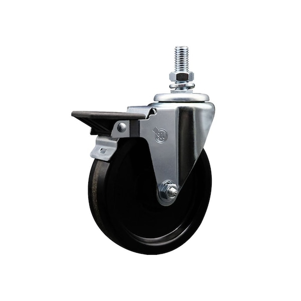 5 Inch Phenolic 12 Inch Threaded Stem Caster with Brake